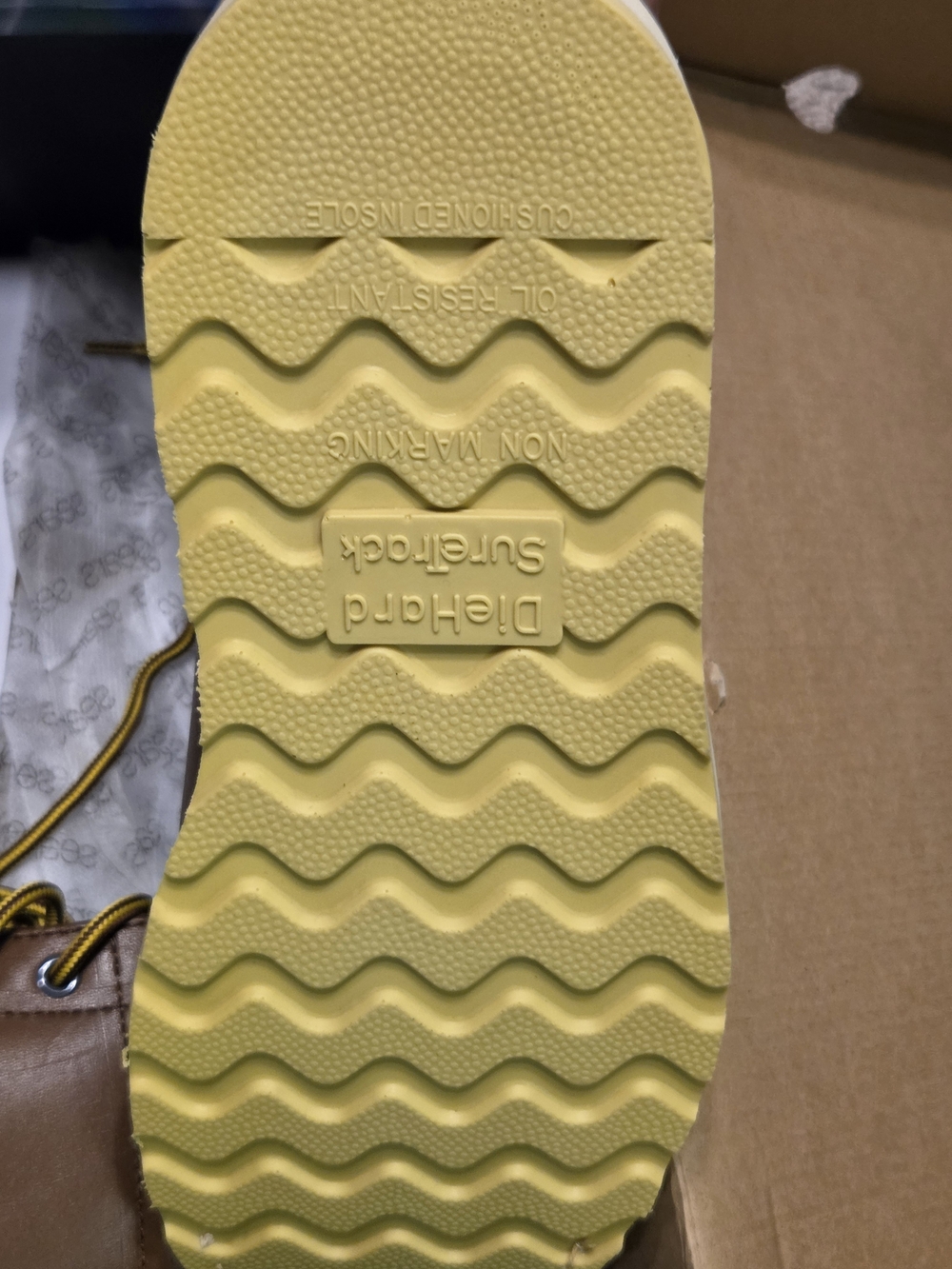 DieHard Men's Tan Work Boots with Cream Outsole - Picture 2 of 3